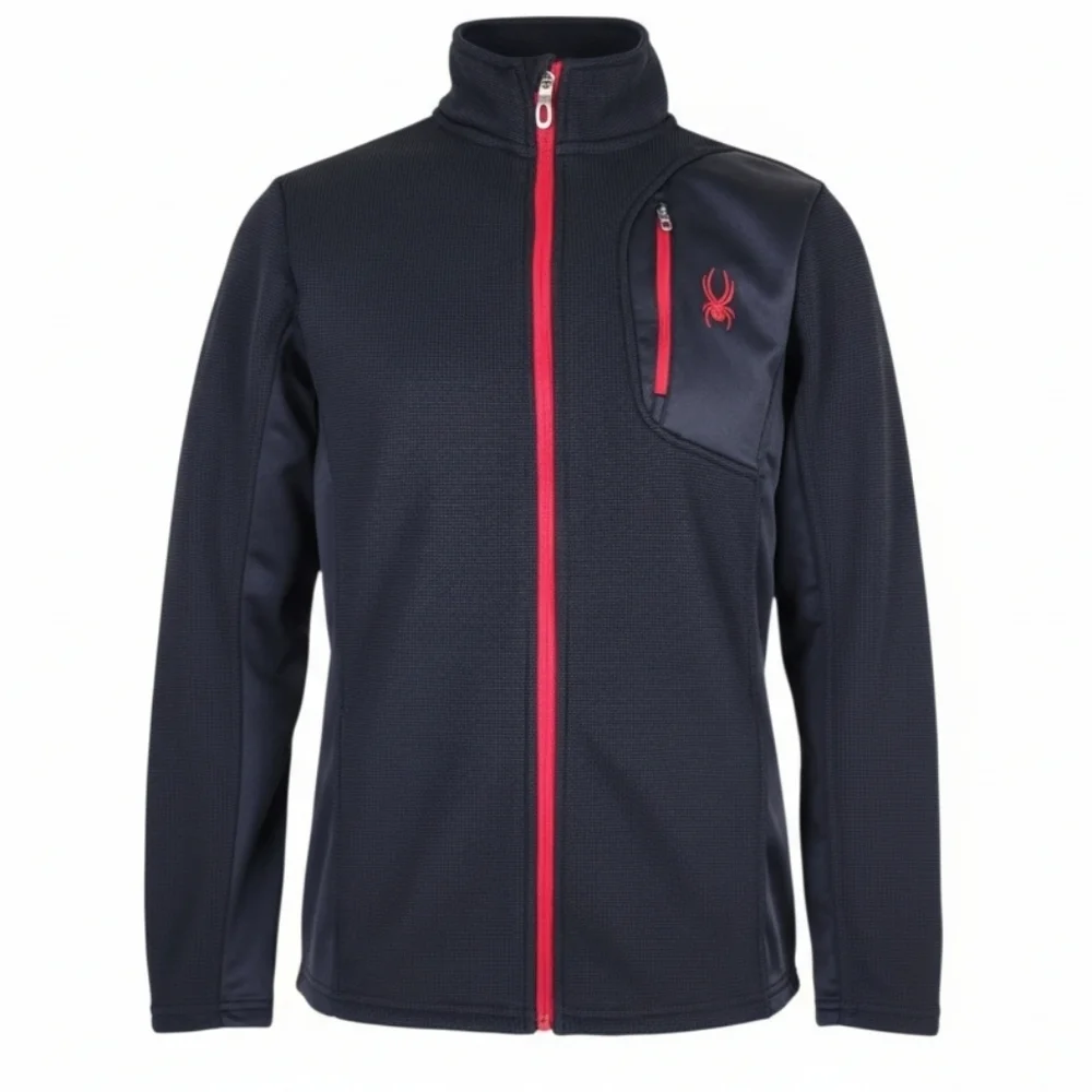 Spyder Sweater Jacket Girls XL  18/20 Black Red Trim Full Front Zip Pockets
